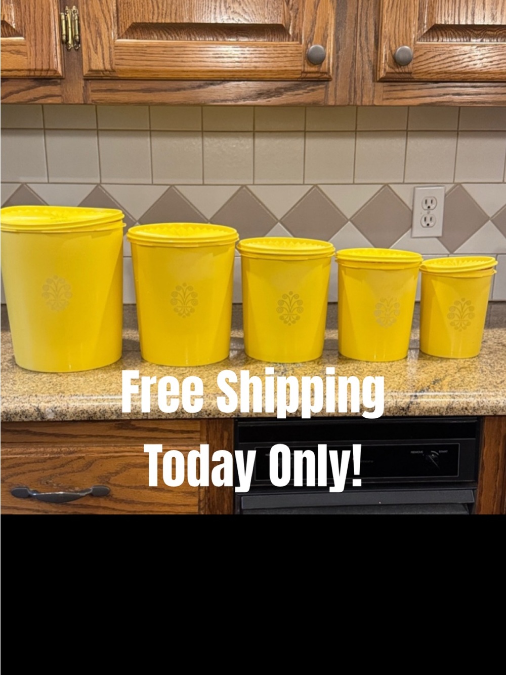 Tupperware Vintage Yellow Food Storage Set of 5 canisters